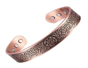 Brazalete pulseras de cobre puro para mujeres y hombres pulsera magnética de energía beneficios brazaletes grandes joyería para el cuidado de la salud 7831111