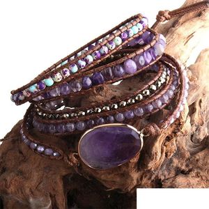 Bracelet RH Fashion Handma Bohemian Bijoux Boho Bracelet Mixte Pierres Naturelles Charme 5 Brins Wrap Bracelets Cadeau Drop 220831 Livraison Dhaj1