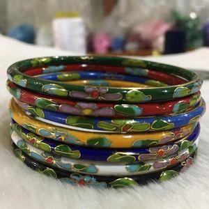 Brazalete de venta al por mayor 7 Uds pulsera de flores de esmalte cloisonné hecha a mano china linda