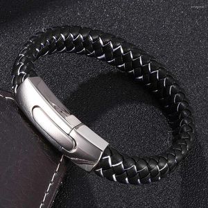 Bangle Eenvoudige Mannen Sieraden Zwart Lederen Touw Wit Nylon Gemengde Weave Mannelijke Armband Roestvrij Stalen Sluiting Heren Geschenken