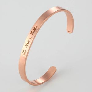 Bracelet en acier inoxydable gravé La Vita E Bella, citation inspirante Positive, manchette Mantra pour femmes, cadeau de noël