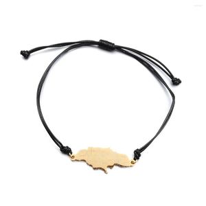 Bracelet en acier inoxydable carte de la Jamaïque avec corde de ville, bijoux pour femmes et filles