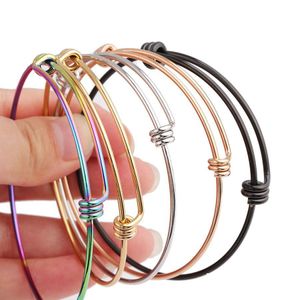 Brazalete Pulseras de alambre de acero inoxidable 55Mm 60Mm 65Mm Cable de joyería Diy Pulsera de dijes expandible ajustable 5 colores Entrega de gota Dh4Wn