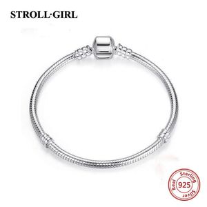 Bangle Strollgirl 925 Sterling Silver Original Charms brazalete Bangle Fashion Luxury Diy Jewelry Making for Women Nuevo llegada