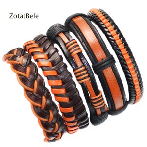 Brazalete Venta al por mayor Brazalete 5pcsset Trenzado Genuino Surfer Pulsera de cuero Hombres Pulseras de cuerda multicapa Regalos de joyería Pulseira Masculina 230718