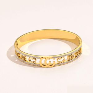 Bracelets classiques en gros bracelets de luxe bracelet de luxe Crystal 18k Gold plaqué en acier inoxydable Amateurs de mariage cadeau bijou dhruvuv