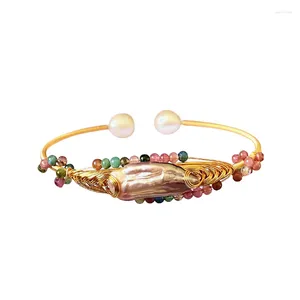 Brazalete de moda al por mayor joyería de lujo natural barroco perla encanto brazaletes brazaletes para mujeres