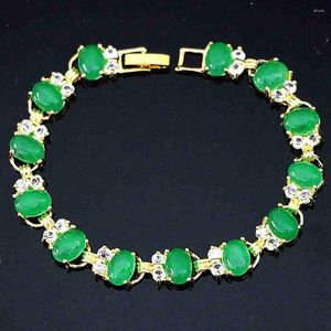 Bracelet Femmes Mode Bracelet Ovale Coeur Vert Jades Calcédoine Cristal Bijoux Pour La Fête De Mariage Bracelets Féminins Bracelets En Gros