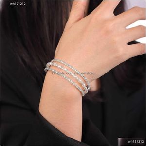 Bracelet Yertter MTI Row Layered Glitter Cuff Bracelets Faux Perle Bracelet Stretch Tennis Chaîne Strass Bande Réglable Élastique Ban Dhtba