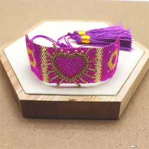 Brazalete ZHONGVI Pulseras de corazón mexicano para mujeres 2021 Joyería de borla de moda Joyería con cuentas de cristal Mejores amigos Regalo al por mayor