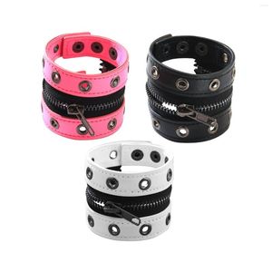 Bracelet fermeture éclair Bracelet large Costume accessoires PU cuir Punk Bracelet pour femmes hommes adultes unisexe Cosplay Shopping