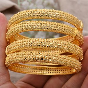 Brazaletes 4 unids/lote brazaletes indios de Color dorado para mujeres niñas joyería de boda de Bollywood pulseras polacas étnicas diseñador tradicional