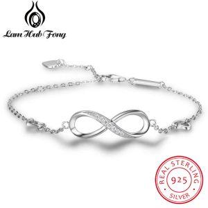 Bracelets en argent sterling 925 Sterling Bracelets for Women Infinity Bracelet avec du bracelet à chaîne de zircone cubique Gift Bijoux (Lam Hub Fong)