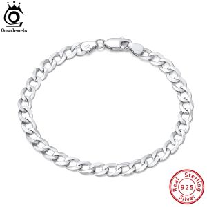 Brazaletes ORSA JEWELS Plata de ley 925 Italiana 3/5 mm DiamondCut Cadena de eslabones cubanos para mujeres Hombres Pulsera de moda Joyería SB123