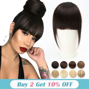 Bangs Cabello humano Bangs 3 Clips 3D Blunt Cut Natural Hair Bangs OverHead Clip en extensiones de cabello Non-Remy 2.5 