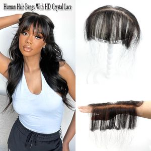 Bangs Cheveux Humains Bangs Avec HD Crystal Lace Blunt Cut Hair Bangs Natural No Clip Hair Extensions Haute Température Remy Hairpiece Bangs 230317