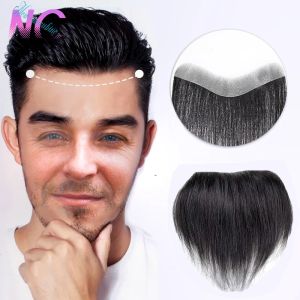 Bangs New Concubine Synthétique Hommes Front Hairline Perruque V Forme Cheveux Raides Naturel Noir Hairline Perruque Toupet Peau Mince Postiche