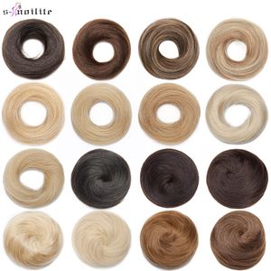 Bangs S-noilite 23-30g Hair Bun Donut Chignon Hairband Hairpiece Elastic Rubber Band Wraps Blonde Cabello humano Mujeres Scrunchie Extension 230215