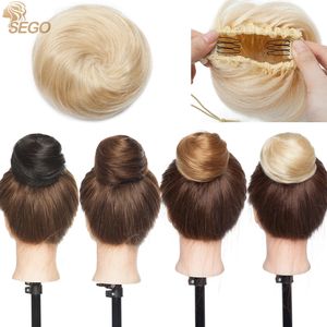 Flequillo SEGO 100 Extensión de moño de cabello humano Postizos con moño de rosquilla para mujeres y hombres Instant Up Do Scrunchies con cordón 231025