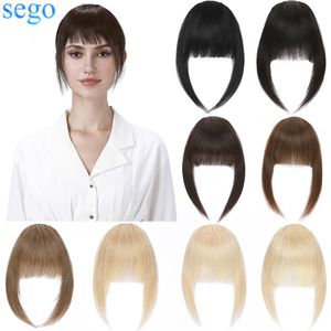 Bangs Sego 14g French Neat Bangs With Temples 100% Real Hair Fringe Bangs Swept Natural Look Hair Piece 230327