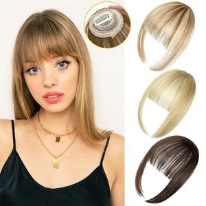 Bangs Shangzi Clip en frange émoussée Bang Extension de cheveux synthétique fausse frange cheveux naturels frange noir L marron accessoires faux cheveux 231123