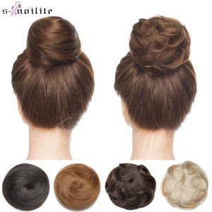 Bangs Snoilite 30g Hair Bun Curly Or Straight Chignon 100% Human Hair Donut Hairpiece Brown Blonde Headwear Wrap On Elastic Scrunchie 230327