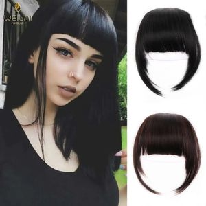 Bangs WEILAI Clip in Hair Bangs Extension Hairpiece Synthetic Natural Fake Bang Hair Piece Air Bangs Clip on Bangs Black Brown 231006