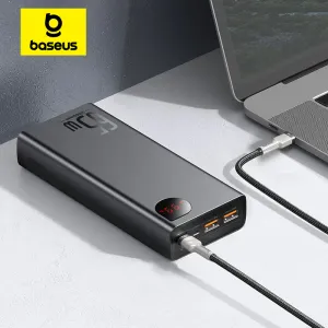 Bank BaseUS 65W Power Bank 20000mAh Charger portable de batterie externe 20000mAh Powerbank pour Xiaomi iPhone 12 13 14 15 Pro Max