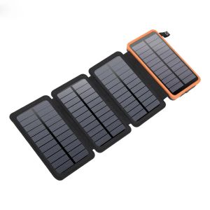 Banque d'énergie solaire Banque 10000mAh Batterie externe Panneau d'alimentation solaire Téléphone Poverbank pour téléphone intelligent iPhone 11 Huawei Xiaomi