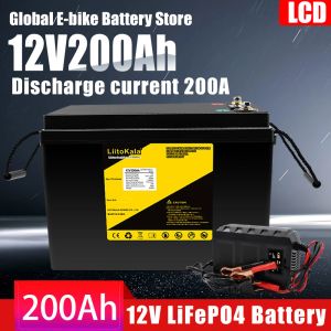 Banks 12V 200AH lifepo4 Lithium Ion Power Battery Builtin BMS 4000 fois 12,8V RV Camper Golf Chariot Off-Gold Solar Wind