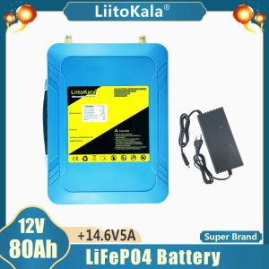 Banks Liitokala 12V / 12.8V 80AH LIFEPO4 BATTERIE LED 5V USB POUR SOLAR LETH RV OUTDOOR Camping Energy Backup Power Golf Chariot + 14,6V 5A