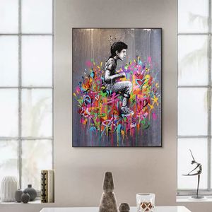 Banksy Street Graffiti Art Affiche toile peinture abstraite Kid Dream Far Away Wall Art Picture For Modern Living Room Home Decor