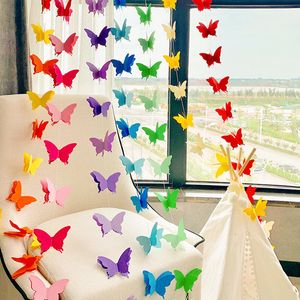 Drapeaux de bannière 2 m 3D papillon papier bannière guirlande bannière pour fête d'anniversaire bébé douche progressif coloré rideau mariage fille décoration 230923
