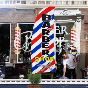 Banner Flags Barber Shop Flag Sign Adveritsing Feather-Flag Kit Set Welcome Open Sale Restaurant Swooper personnalisé Swooper Flagpole 230414