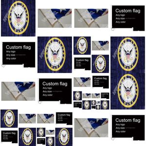 Banderas de bandera Azul EE. UU. Escudo de la Marina Emblema Bandera Bandera de poliéster de 3 pies x 5 pies Volando 150 90 cm Personalizado al aire libre Af394209110 Entrega de gota H Dhtlc
