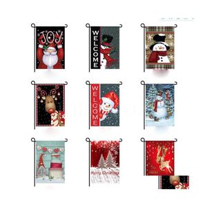 Banner Flags Flagación de Navidad y bendición Serie Postcard Garden Doble impresión Santa Claus imagen colgante sin DB038 Drop Deliv Dhezu