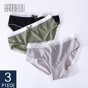 Bannirou solide coton culotte simple arc respirant doux marque qualité vente chaude sous-vêtements femme slips nouveau 3 pcs 201112