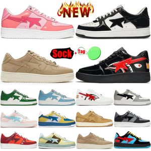 Bapestan Designer Casual Chaussures pour Hommes Femmes Sta Star Sk8 Daim Cuir Verni Noir Blanc Triple Rose Requin Vert Gris Bleu Luxe Sneaker Mode Singe Formateurs