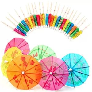 Bar Outils 144pcs / set Papier Cocktail Parasols Parapluies Boissons Pics De Mariage Événement Fête Fournitures Vacances Garnitures Titulaires JN08