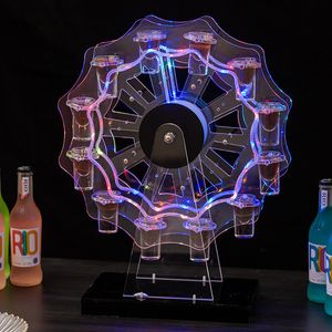 Outils de bar Ferris Wheel S Glass Set LED Light Base de support de verre de whisky rechargeable avec 12 trous Party Bar Club Cocktail S Plateau de service 230920