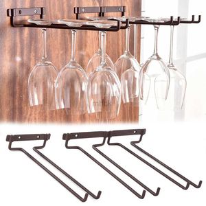 Outils de bar Fer Double rangée casier à vin porte-verre verres à pied maison bar pub titulaire suspendu barre cintre étagère cuisine organisateur outils 240322