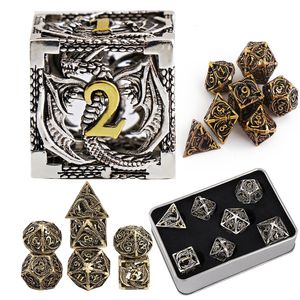 Bar Tools Metal Dice DND Set RolePlaying D 7 Pure Copper Hollow Polyhedral Suitable for Dungeons and Dragon RPG Dungeon 230627