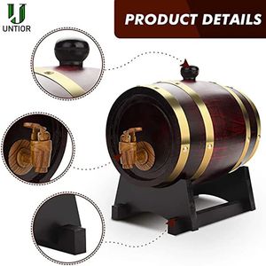 Herramientas de bar UNTIOR 1,5 3L barril de vino de madera equipo de elaboración de cerveza de roble olla de ron whisky decoración de boda cerveza casera 231204