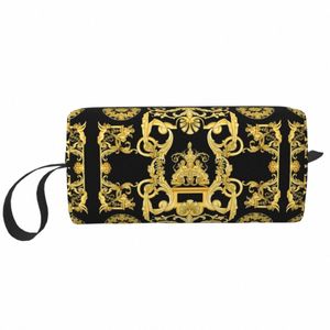 Estampados barrocos Adorno griego GoldenMeander Meandros VINTAGE Bolsa de maquillaje Mujeres Viajes Organizador de cosméticos Almacenamiento Bolsas de aseo c8G1 #