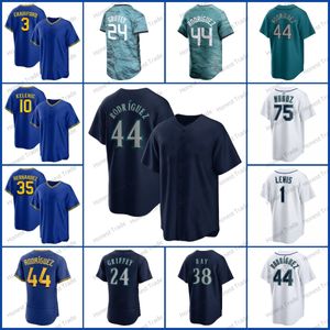 Julio Rodriguez Baseball Jersey Ken Griffey Jr. City Connect Ichiro Suzuki Teoscar Hernandez Eugenio Suarez Eugenio Suarez Cal Raleigh Robbie Ray Maillots personnalisés