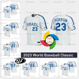 Baseball Jerseys Team Israel 2023 Baseball Jersey WBC Joc Pederson Jake Bird Richard Bleier Brandon Gold Dean Kremer Kyle Molnar Bubby Rossman Robert Stock Zack We