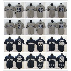Baseball Jerseys Yankees Juge # 99 Cole # 45Jeter # 2 Stadium Blue Grey Broidered Uniforme