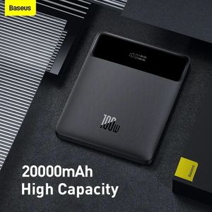 Baseus 100W Power Bank 20000mAh Type C PD Charge rapide Powerbank Chargeur de batterie externe portable pour ordinateur portable avec câble 100W 240327