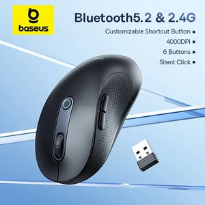 Baseus F02 souris sans fil Bluetooth 52 24G 4000DPI ergonomique 6 boutons muets souris pour iPad tablette ordinateur portable 240314