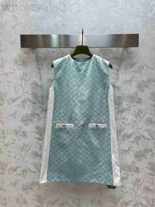 Vestidos casuales básicos diseñador de lujo moda bordado letra elegante patchwork vestido sin mangas patrón recto mini 30uz